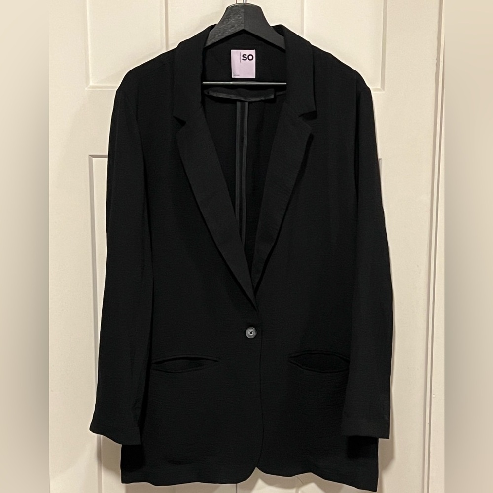 SO Women's Black Blazer Jacket Sz L EUC